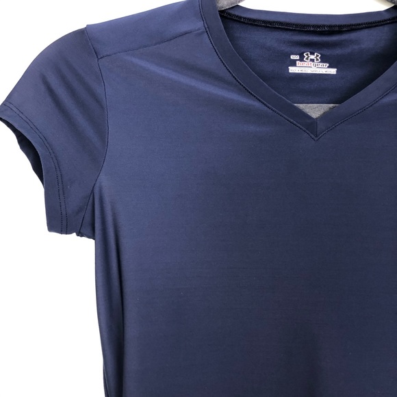 Under Armour Heat Gear Navy Blue Fitted Top Small - Picture 5 of 14